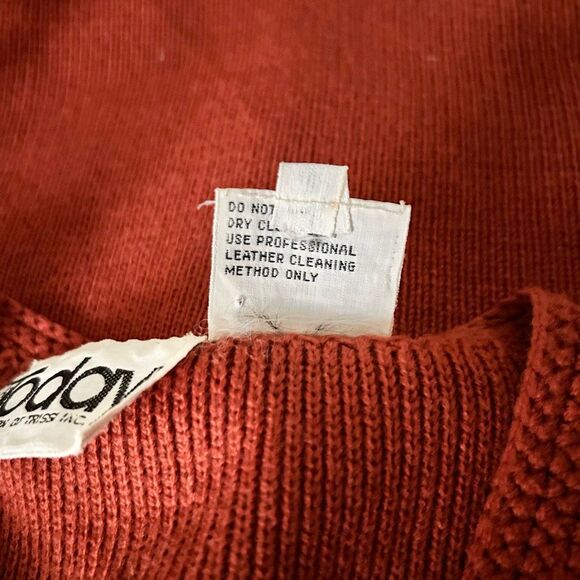 Vintage 70s Ms. Today Suede Leather Crochet Button Front Dress Rust Size M/14 - Picture 9 of 9